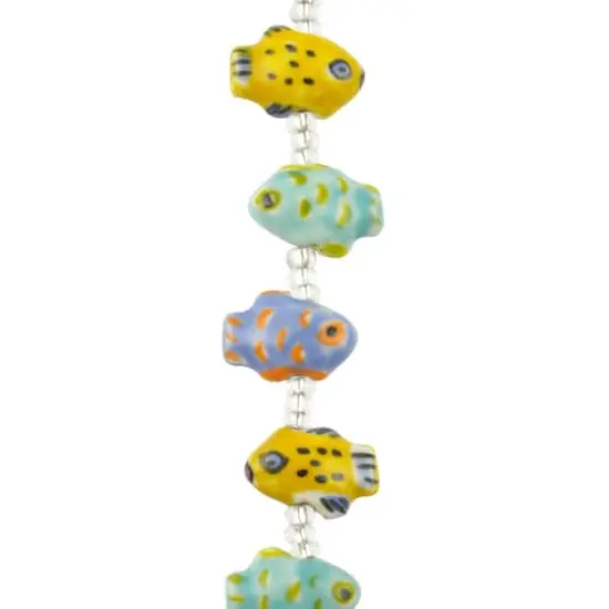 Painted Ceramic Fish Beads, 17mm by Bead Landing&trade; {1}