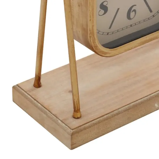 11" Gold Wood Farmhouse Swing Clock {4}