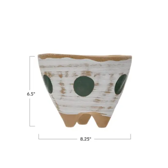 Hello Honey&reg; 8" Multicolor Boho Stoneware Footed Planter with Painted Geometric Design {7}