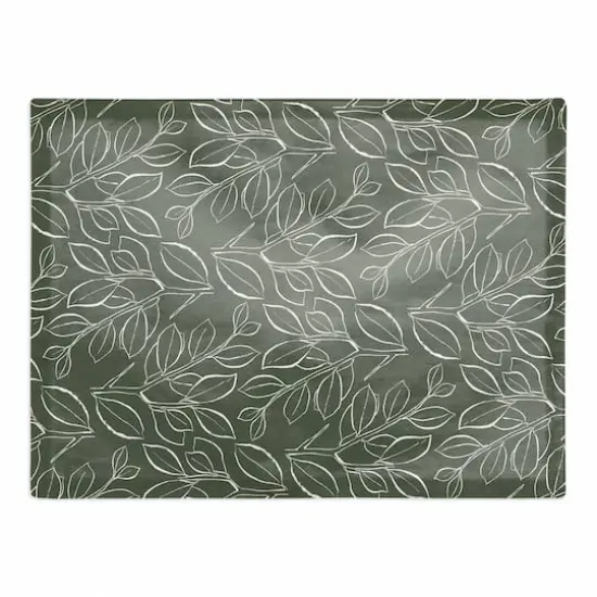 Sage Lined Leaves Cotton Twill Placemat {1}