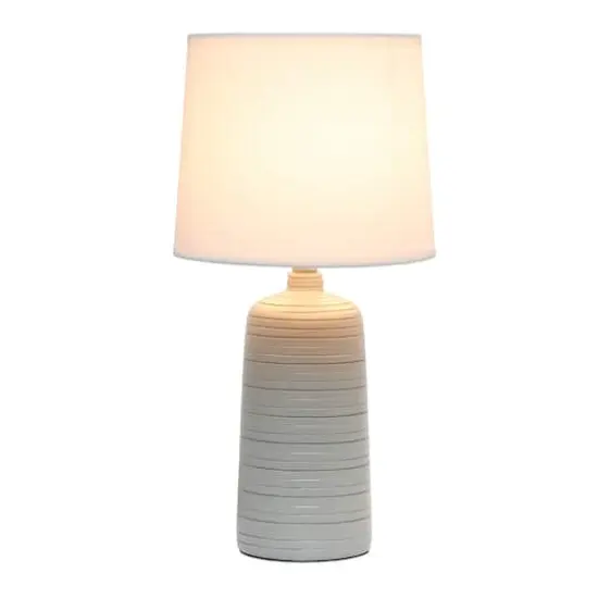 Simple Designs 16" Textured Linear Ceramic Table Lamp Taupe {3}