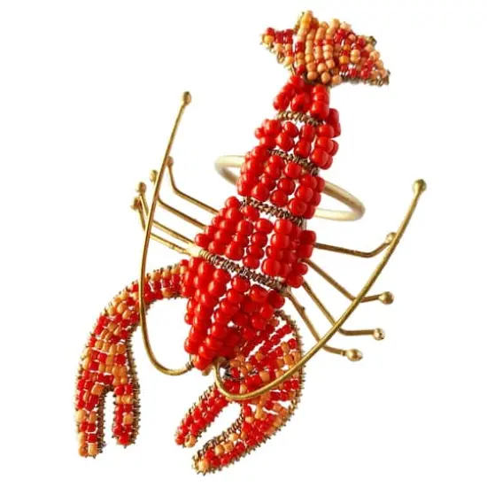 Hello Honey® 5" Red Lobster Metal Napkin Rings with Glass Beads, 4ct. {6}