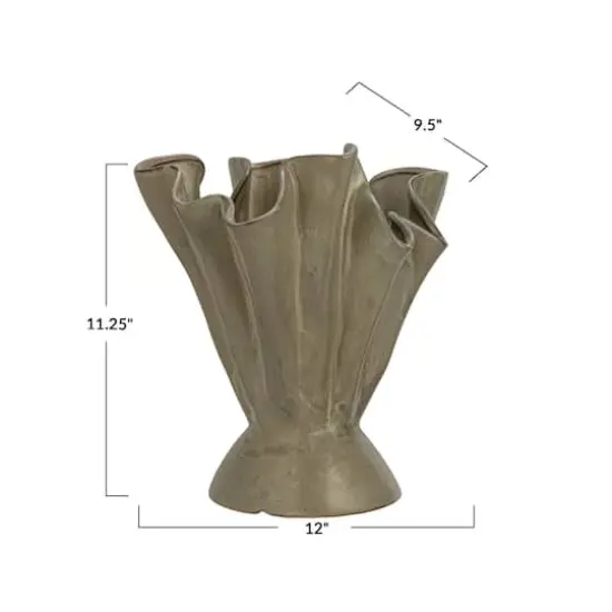 Hello Honey&reg; 12" Sage Reactive Glaze Stoneware Ruffled Vase {6}