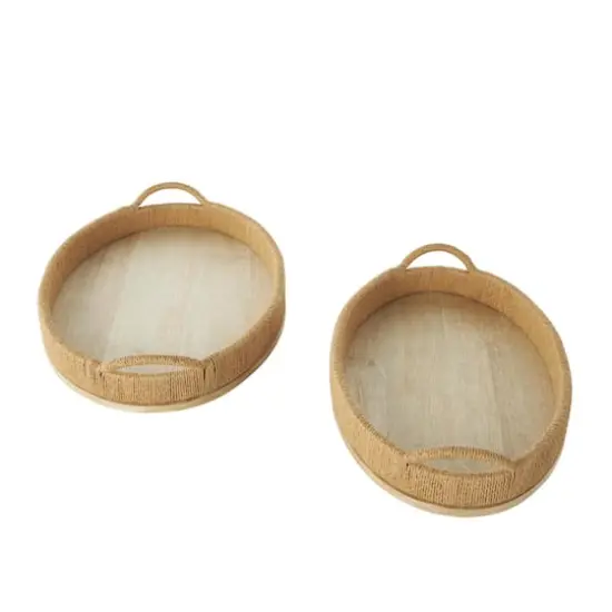 Brown Wood Tray with Wood Base Set {11}