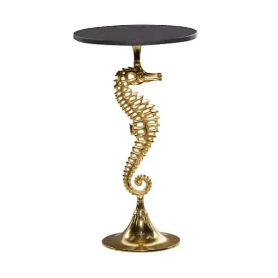 28" Gold Aluminum Coastal Accent Table {1}