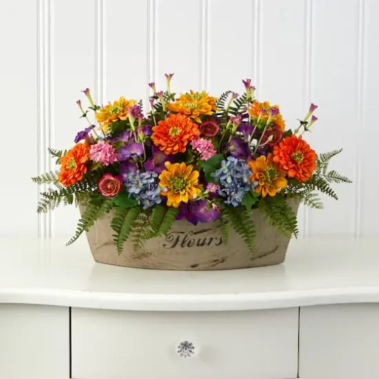 12" Mixed Flowers Arrangement in Decorative Vase {4}