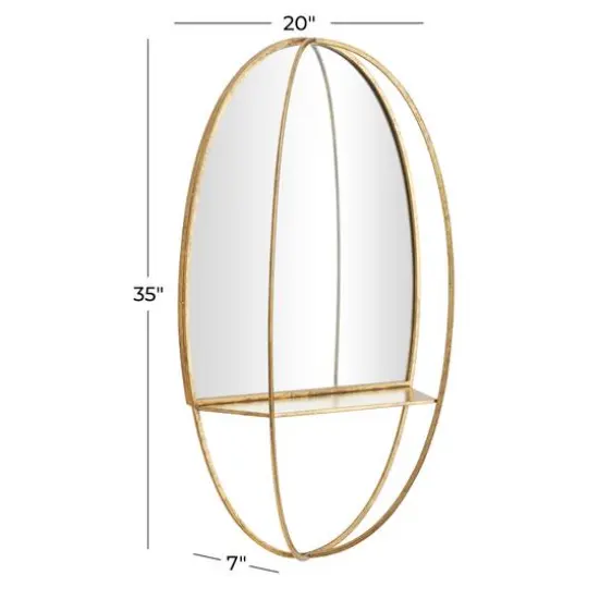 Gold Metal Glam Wall Mirror 35" x 20" x 7" {6}