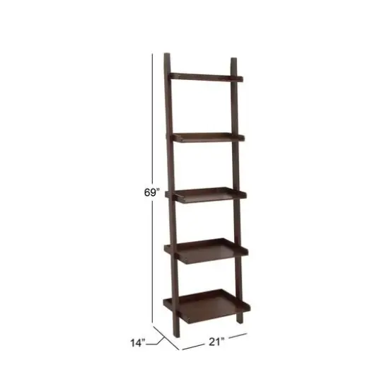 Brown Wood Traditional Shelving Unit, 69 " x 21 " x 14 " {8}