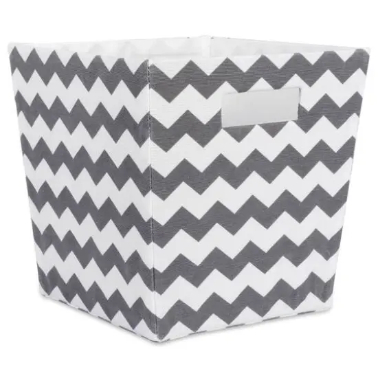 DII&reg; 13" Trapezoid Polyester Chevron Storage Bin Gray {1}