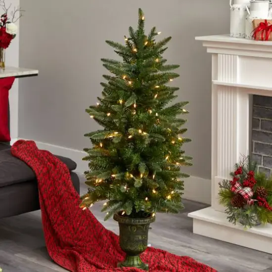 4ft. Pre-Lit Artificial Christmas Tree, Clear LED Lights {10}