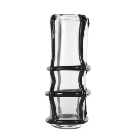 Black Recycled Glass Vase with Glass Framing {7}