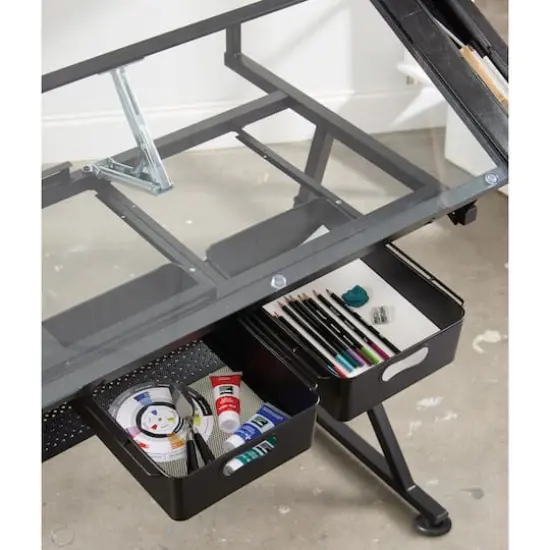 Metal & Glass Artist Table by Artist's Loft&reg; Black {9}