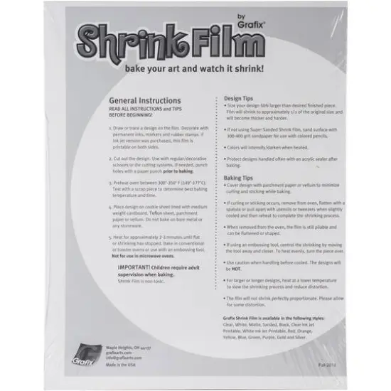 Grafix&reg; Sanded 8.5" x 11" Shrink Film, 50 Sheets {3}