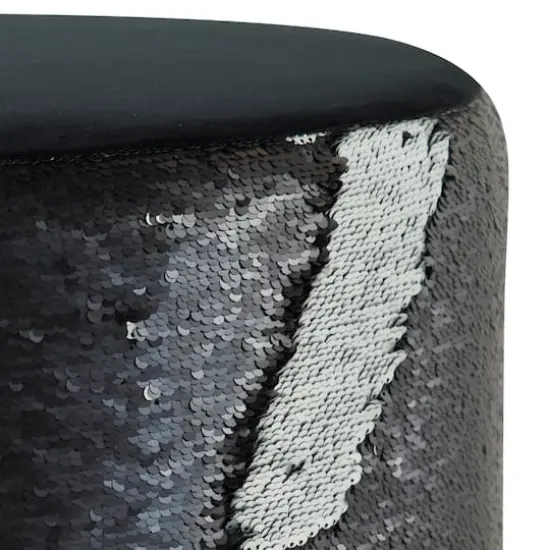 18" Sequin Contemporary Stool Silver/Black {5}