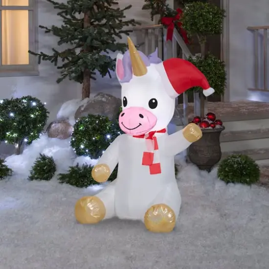 4.5ft. Airblown&reg; Inflatable Christmas Sitting Unicorn {3}