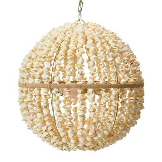 Hello Honey&reg; 19" Round Ball Metal and Shell Ceiling Light {1}