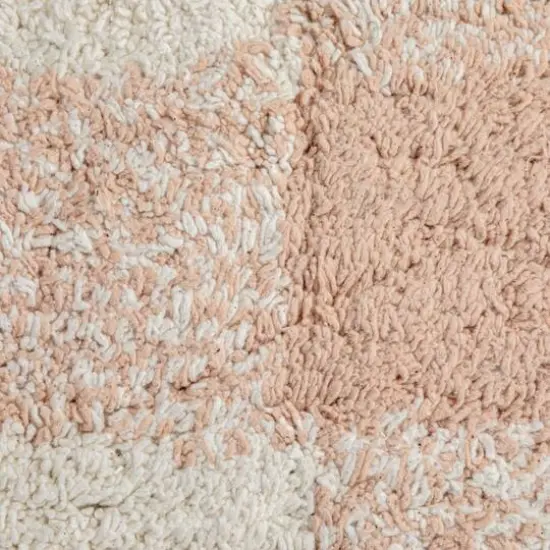 Hello Honey&reg; 18" Blush & Cream Plaid Cotton Tufted Pouf {9}