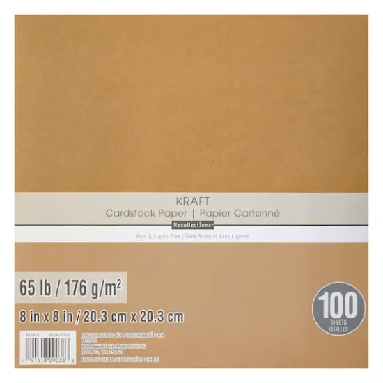 Kraft 8" x 8" Cardstock Paper by Recollections&trade;, 100 Sheets {4}