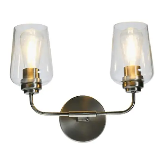 Hello Honey&reg; Robert Stevenson Lighting Holden Metal & Glass 2-Light Vanity Antique Nickel {4}