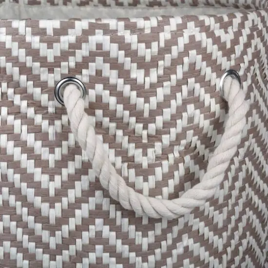 DII&reg; 20" Chevron Print Woven Paper Storage Bin Stone {5}