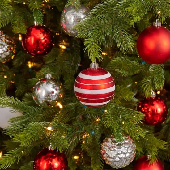 64ct. 3" Red & Silver Shatterproof Ball Ornaments {6}