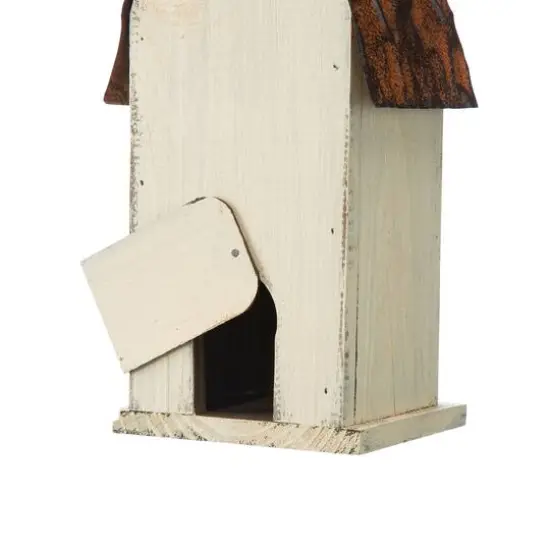 Glitzhome&reg; 13.25" White Distressed Wood Birdhouse {6}