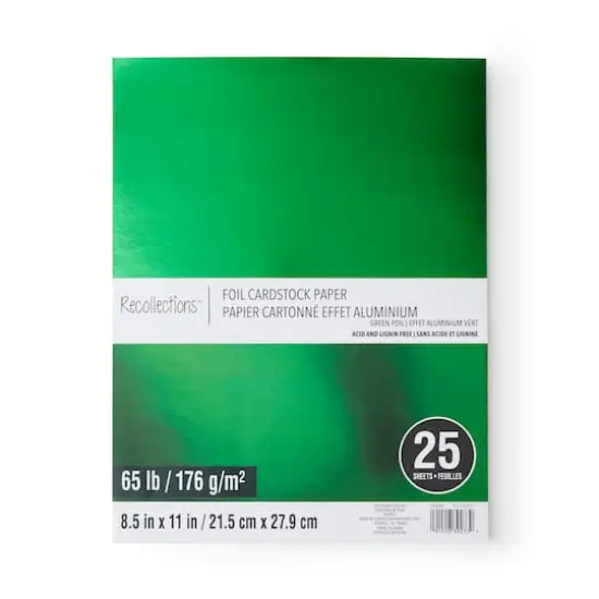 8.5" x 11" Foil Cardstock Paper by Recollections&trade;, 25 Sheets Green {1}