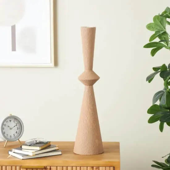 26.5" Brown Art Deco Fluted Metal Vase {3}