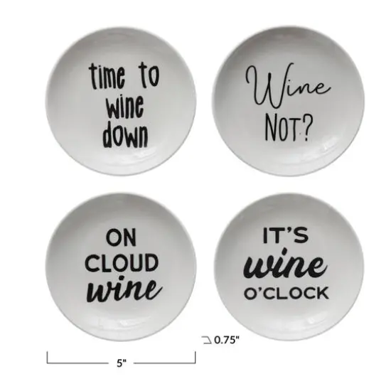 Hello Honey&reg; 5" Wine Saying Stoneware Dishes, 4ct. {8}