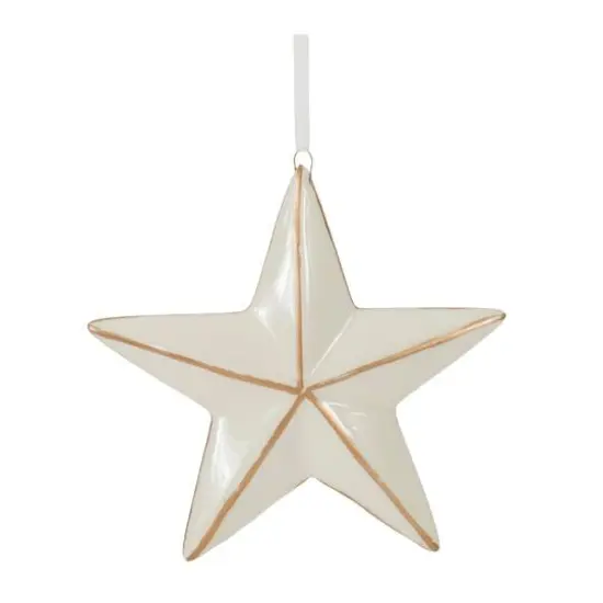 4" Ceramic Star & Snowflake Ornaments Set {6}