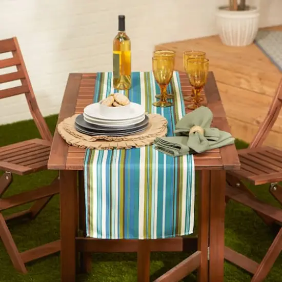Beachy Stripe Print Outdoor Table Runner, 14" x 72" {4}