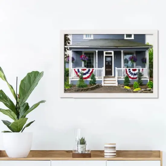 American House Flags White Framed Print Under Plexiglass {3}