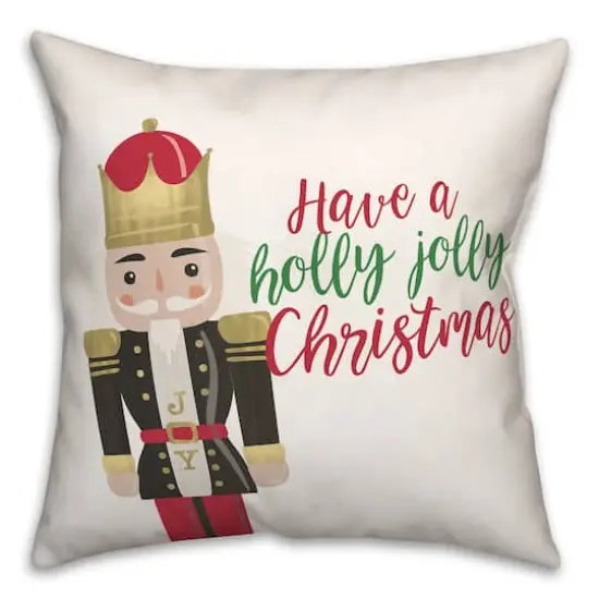Holly Jolly Nutcracker 18x18 Throw Pillow {3}