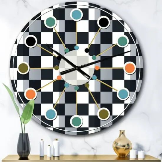 Designart Geometric Mid-Century Modern Wall Clock {3}