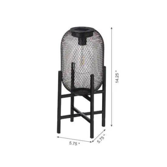 Glitzhome&reg; 14" Metal Mesh Solar Powered Lantern with Stand {6}