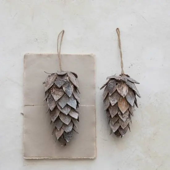 Hello Honey&reg; 10.25" Natural Birch Bark Pinecone Ornament {3}