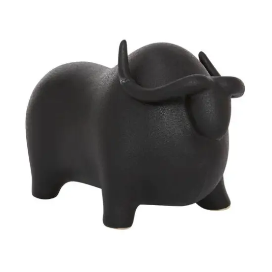 12" Black Contemporary Bull Sculpture {1}