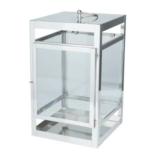 21" Contemporary Pillar Lantern Bright Silver {1}