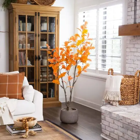 6ft. Orange Oak Artificial Potted Potted Tree {8}