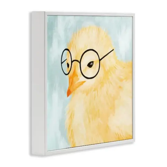 Stupell Industries Easter Chick Yellow Bird Black Glasses Animal Portrait Framed Giclee Art White {4}