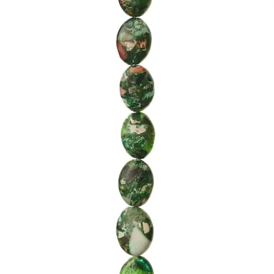 Green Imperial Jasper Oval Beads, 14mm by Bead Landing&trade; {1}