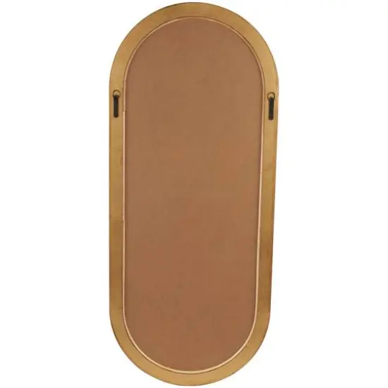 Brown Wooden Oval Wall Mirror with Dimensional Carved Frame {7}