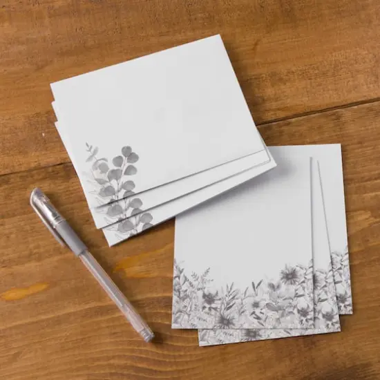 Black Floral Flat Cards & Envelopes by Recollections&trade;, 4.25" x 5.5" {4}