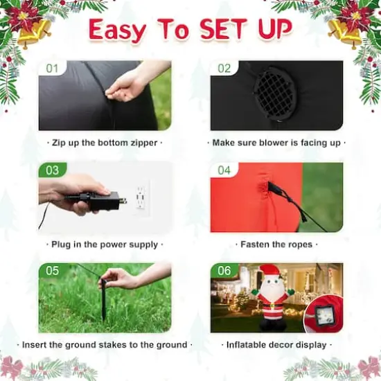 Glitzhome® 8ft. LED Lighted Musical Santa Inflatable Décor {8}