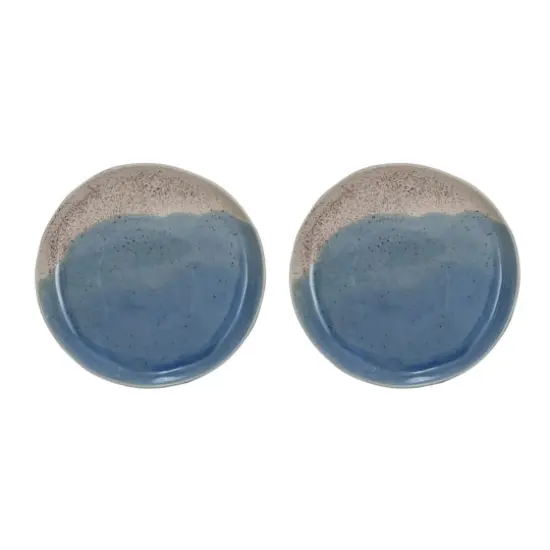 Hello Honey&reg; 8.5" Blue & Cream Crackle Glaze Stoneware Plate, 2ct. {1}