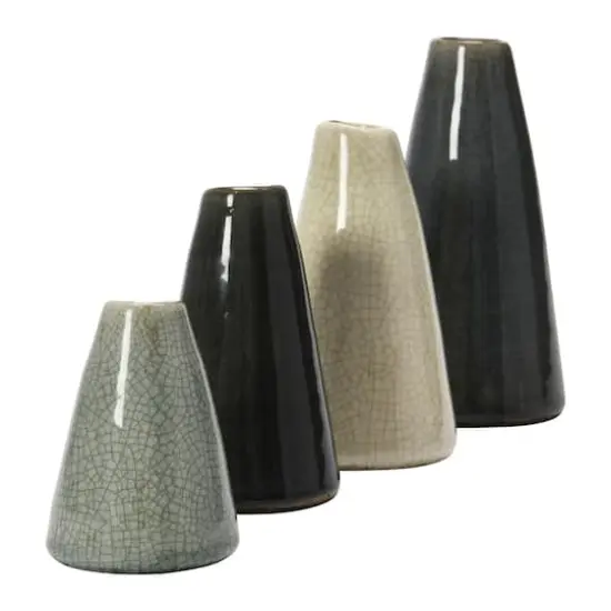 Hello Honey&reg; Decorative Conical Stoneware Vase Set Gray Tone {5}