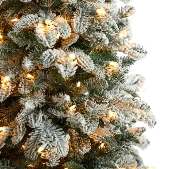 5ft. Pre-Lit Flocked North Carolina Fir Artificial Christmas Tree, Clear Lights {4}