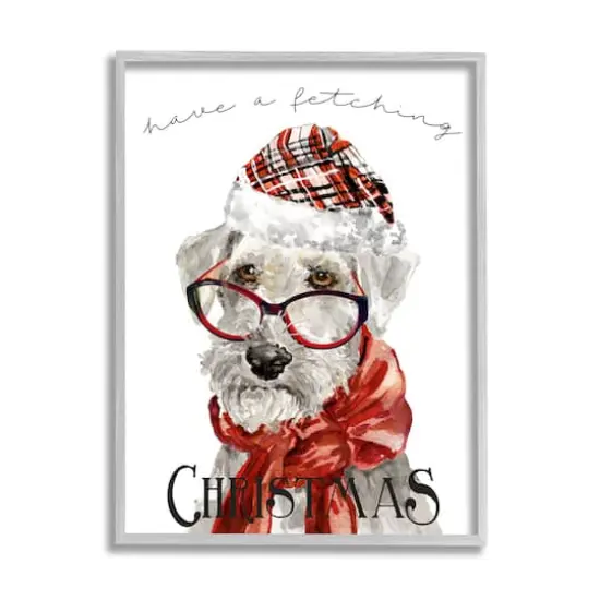 Stupell Industries Have a Fetching Christmas Dog Framed Giclee Art Gray {1}