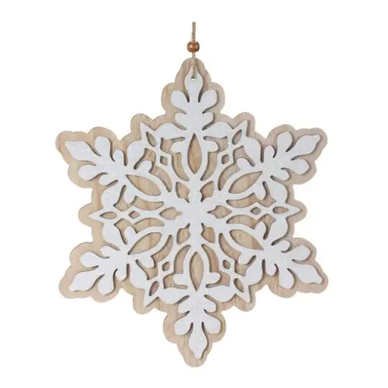 Layered Wood Snowflake Ornament Set {3}