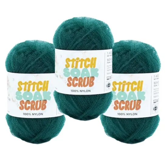 3 Pack Lion Brand&reg; Stitch Soak Scrub Yarn Quetzal Green {1}